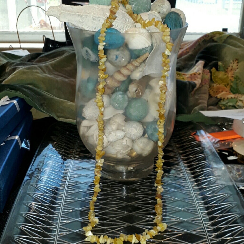 GENUINE YELLOW OPAL CHIPS NECKLACE